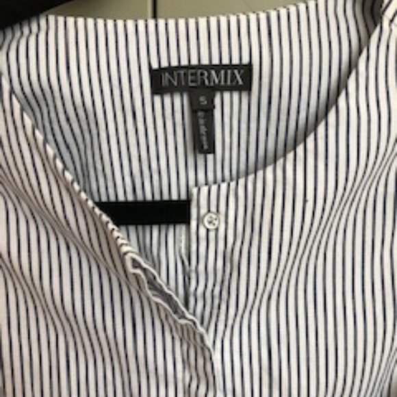 INTERMIX Striped Peplum Buttoned Blouse - Picture 4 of 9